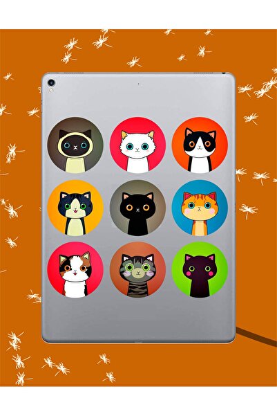 Hediyeni Al مجموعة ملصقات القطط والقطط مكونة من 9 قطع |   كمبيوتر محمول Ajand...