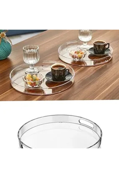 SepetBudur Round Tray Smoked Transparent Royaleks-82930