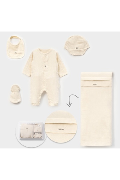 LOVE MAXX Cotton Muslin Fabric Baby Boy Set of 5 Hospital Release 0-3Months Newborn