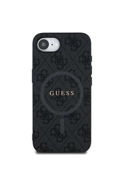 Guess Case for iPhone 16e - 4G Ring Classic Logo MagSafe (GUHMPSE4G4GFRK) - Black