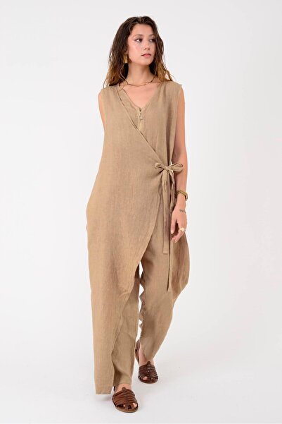 ZTO Women's Special Design Flooded Linen Jumpsuit