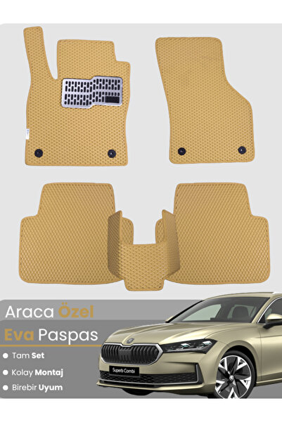 stiloto مجموعة كاملة من سجادة EVA المتوافقة مع Skoda Super B (2024-2025) - مخ...