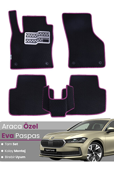 stiloto مجموعة كاملة من سجادة EVA المتوافقة مع Skoda Super B (2024-2025) - مخ...