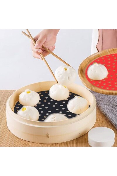 ForWhat 23cm Black Round Silicone Washable Oven Airfryer Baking Mat for Bureau Home Office Kitchen