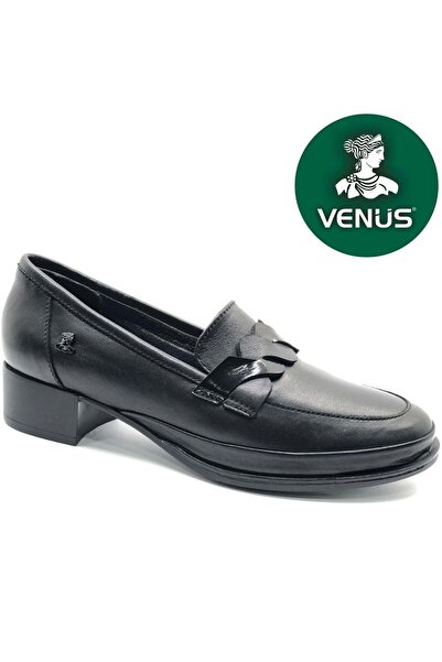 Venüs حذاء نسائي بكعب مريح من الجلد الطبيعي من Cedrus باللون الأسود