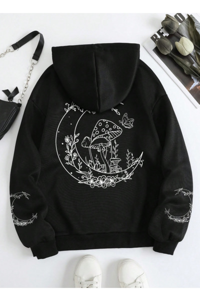 Framgan Unisex Y2k Ανδρικό/Γυναικείο φούτερ με στάμπα φεγγαριού και κουκούλα ...