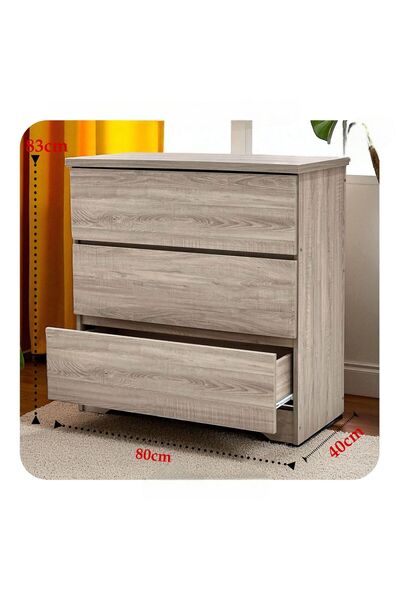 Generic Wooden Nightstand 3 Drawers 83x80cm - Wooden Color