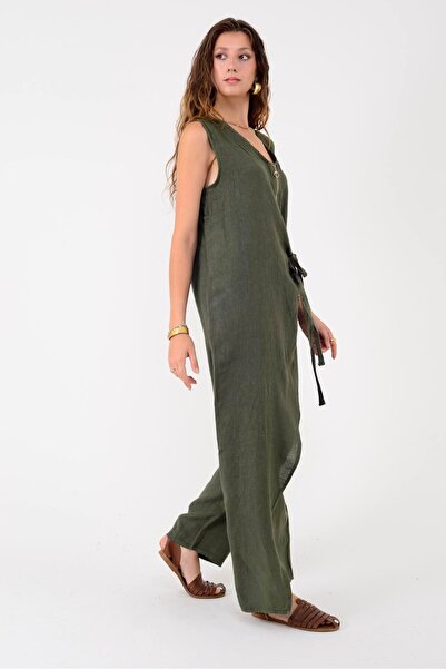 ZTO Women's Special Design Flooded Linen Jumpsuit