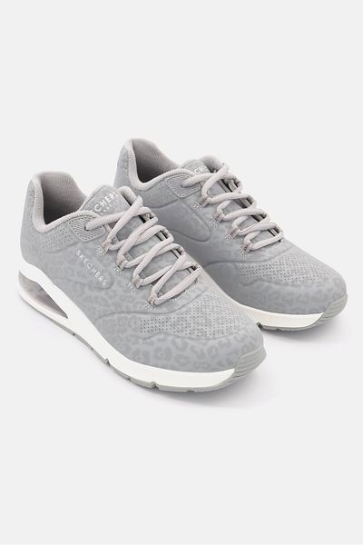 SKECHERS Women Lace Up Running Shoes, Grey