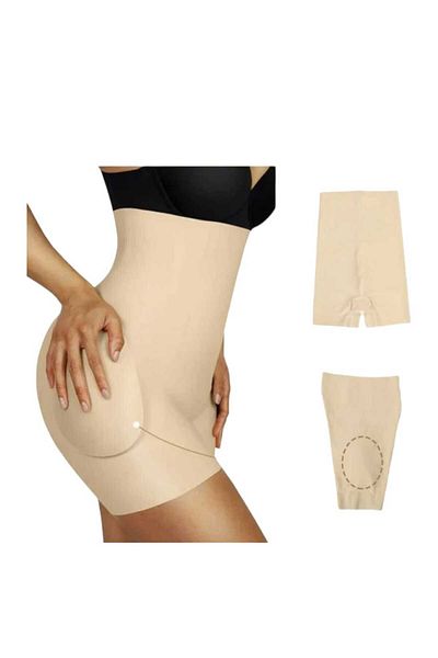 Fstyle Seamless corset with side sponge pads for slimming and buttock enlargement, shorts with pads and tummy tightening