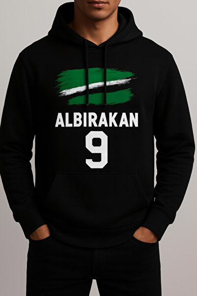 CLASSY.MODA ALBIRAKAN Number 9 Design 3 Thread Hoodie με τσέπη καγκουρό με κο...