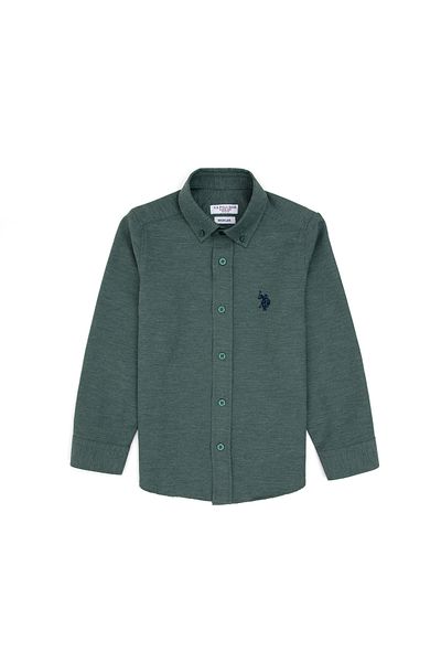 U.S. Polo Assn. Boy's Dark Green Long Sleeve Basic Shirt 50316801-Vr079