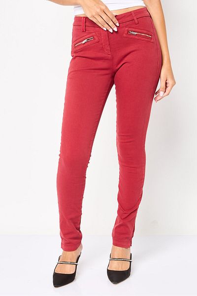 Scuderia Ferrari Women Regular Fit Plain Skinny Pants, Red