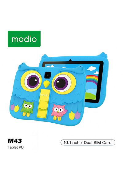 Modio M43 Kids Tablet, 10.1" HD IPS, Dual SIM, 5MP+8MP Cameras, 8000mAh Battery, Android, Owl Case