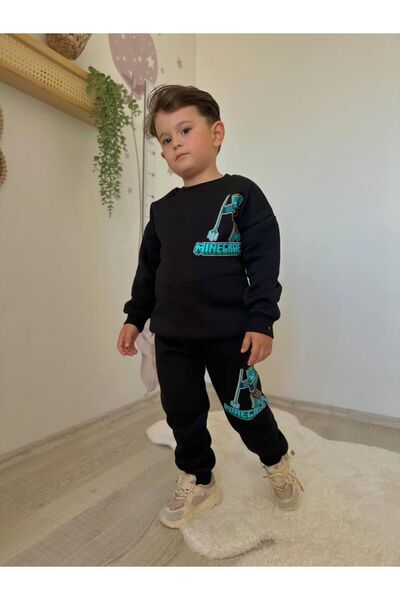 NUR BEBE Charactered Striped Boys' Double Tracksuit Set