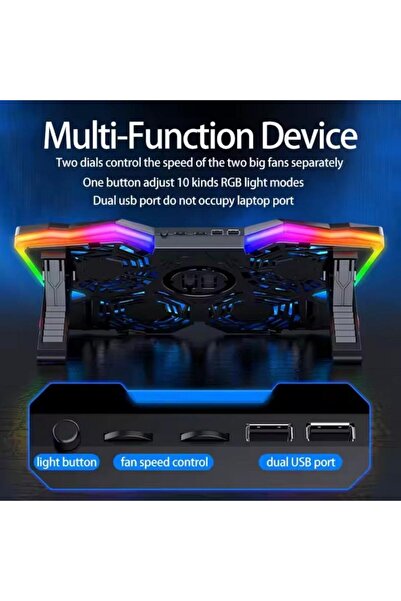 Generic قاعدة تبريد كمبيوتر محمول مقاس 17 بوصة مزودة بمروحة تبريد للكمبيوتر المحمول = قاعدة تبريد باللونين الأسود والأزرق