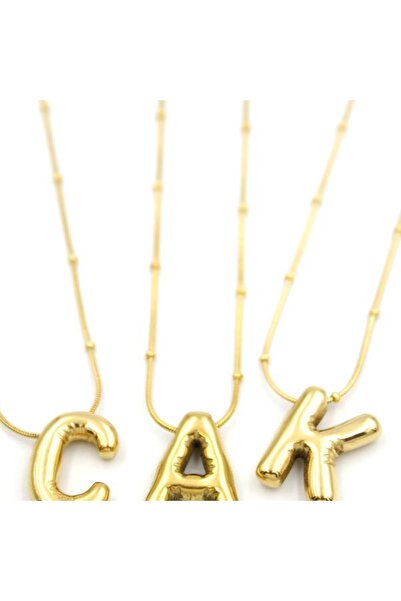 SepetBudur Set of 24 Letter Necklaces - Gold