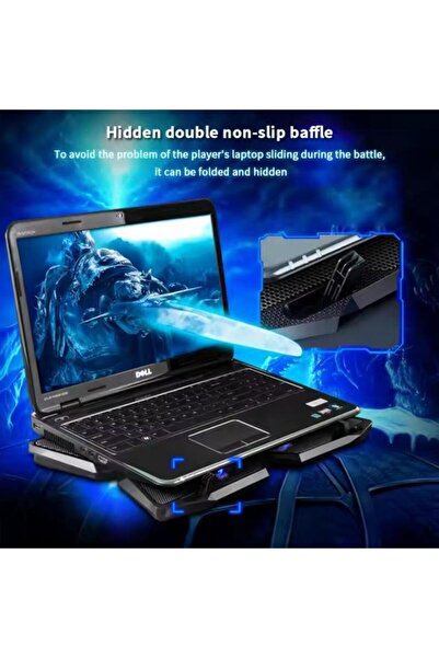 Generic قاعدة تبريد كمبيوتر محمول مقاس 17 بوصة مزودة بمروحة تبريد للكمبيوتر المحمول = قاعدة تبريد باللونين الأسود والأزرق