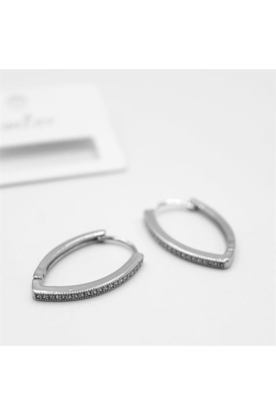 SepetBudur Oval Hoop Earrings - Silver