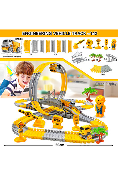 Choice4 مجموعة من 142 مسارًا للأطفال، مسار تسلق سحري، سيارة هندسية، ألعاب تعل...