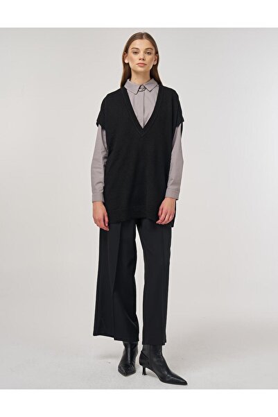 Kayra Πλεκτό με λαιμόκοψη V Μαύρο