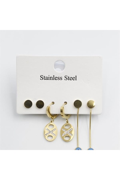 SepetBudur Multiple Evil Eye Earrings - Gold