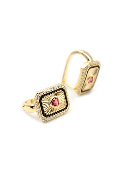 SepetBudur Heart Jewelled Earrings - Pink