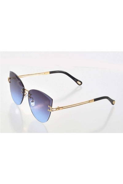 SepetBudur Women's luxury blue colored glass sunglasses - fashion eyewear