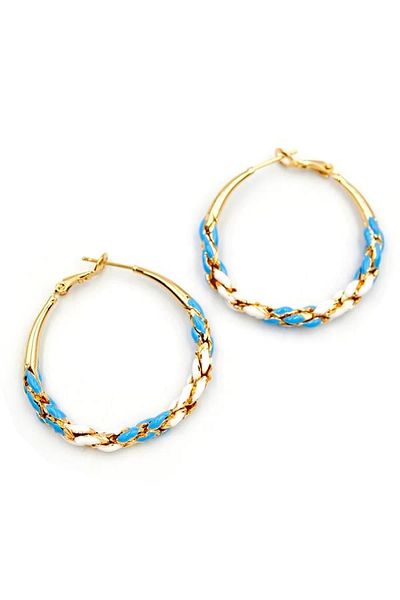 SepetBudur Enameled Hoop Earrings - Blue