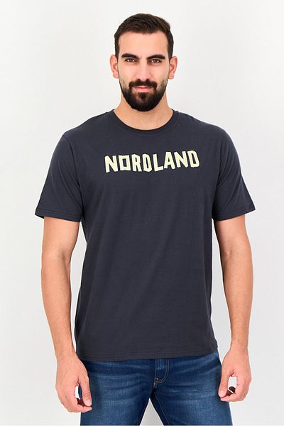 Nordland Men Crew Neck Short Sleeve Graphic Print T-Shirt, Dark Grey