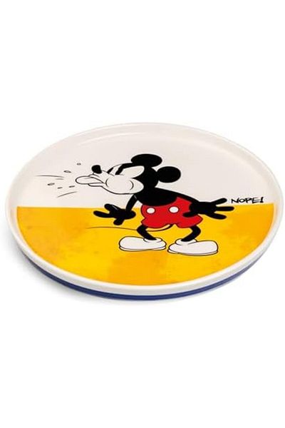 EGAN Mickey Mouse Side Plate – 20cm Round Dessert Plate in Yellow