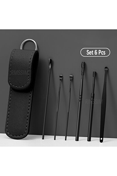 Choice3 B Black 6pcs/Set Ear Cleaner Set Earpick Ear Wax Remover Ear Spoon Cu...