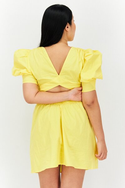 NA-KD Women Plain Cut Out Mini Dress, Yellow
