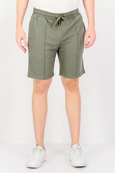 Algspar Men Textured Basic Shorts, Sage Green