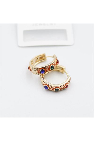 SepetBudur Enameled Hoop Earrings - Orange