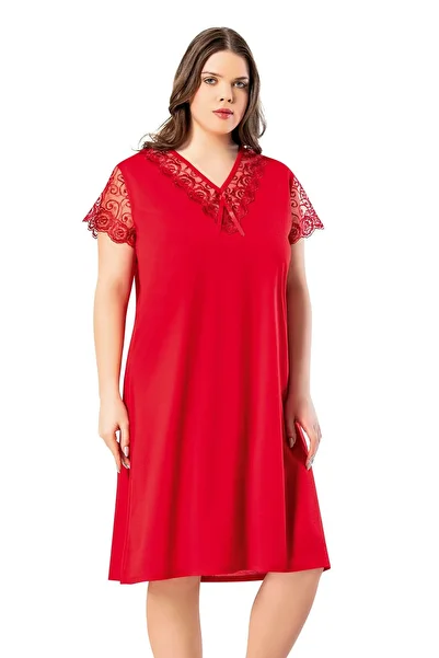 Selkar Global Women's Dress Look Red Nightgown Set Plus Size - Red - Selkrkoitac62W11Btl-Kir