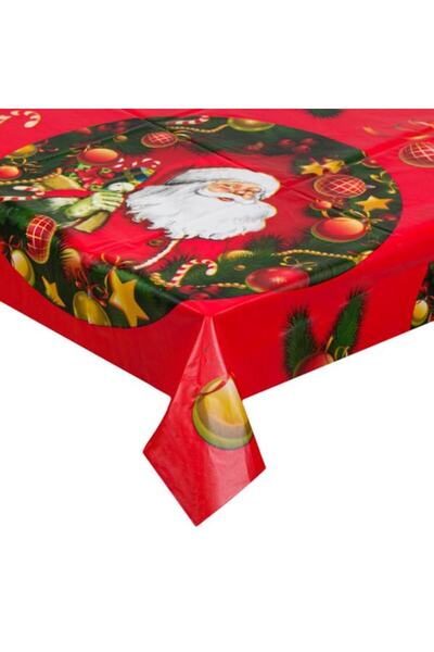 OEM Christmas Tablecloth, Plastic, Red with Santa Claus Print, 180 x 120 cm