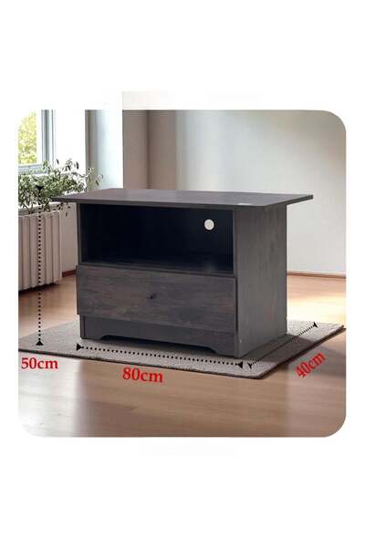 VALUES Malaysian Wood Bedside Table with Drawer and Shelf - Brown