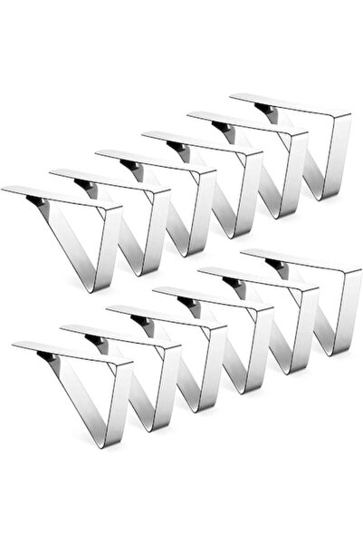 OEM Set 12 tablecloth fixing clips, stainless steel, 7.7x4.5x1.2 cm, Silver