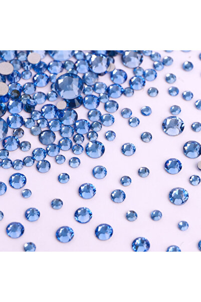 Choice Light Blue 1440Pcs Mix Size Round Glass Flatback Rhinestone Glitter Ye...