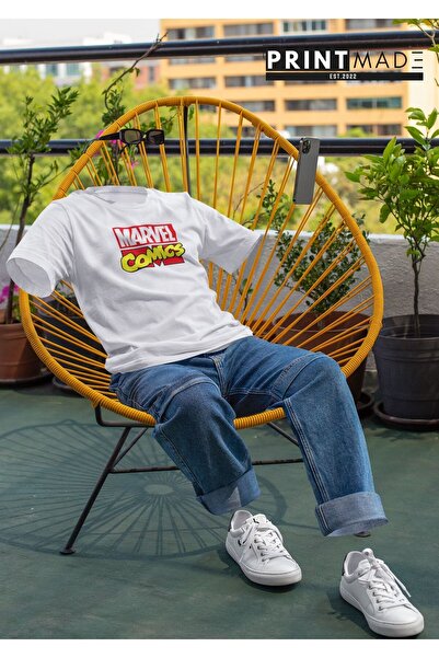 printtmade Λευκό μπλουζάκι με στάμπα υψηλής ποιότητας MARVEL COMICS