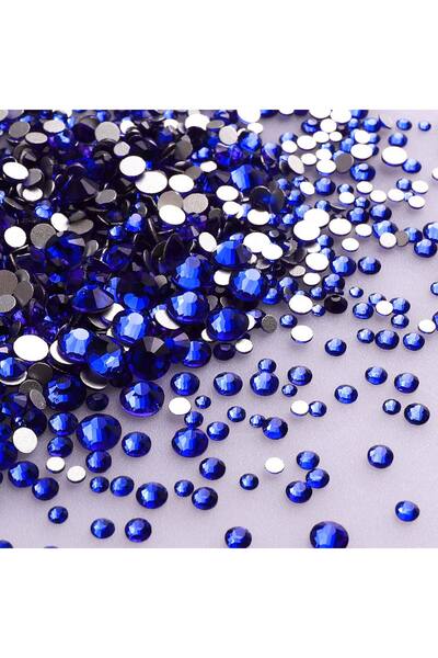 Choice أحجار ياقوت أزرق، 1440 قطعة، أحجام متنوعة، زجاج مسطح، أحجار الراين، أحجار كريستال مستديرة لامعة، AB، صمغ أسود على اليمين