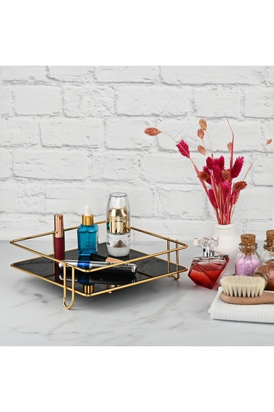 ada home elegant Tek Katlı Kare Sunumluk Organizer Tepsi