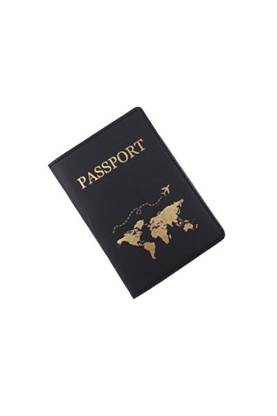 OEM Passport Cover 'World' with Compartments, PU Material - Black