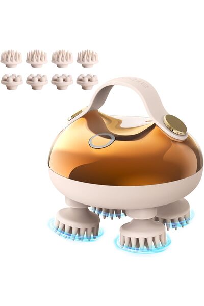 arboleaf جهاز تدليك فروة الرأس القابل لإعادة الشحن، جهاز تدليك فروة الرأس لتخفيف التوتر، 5 في 1 محمول باليد ومقاوم للماء