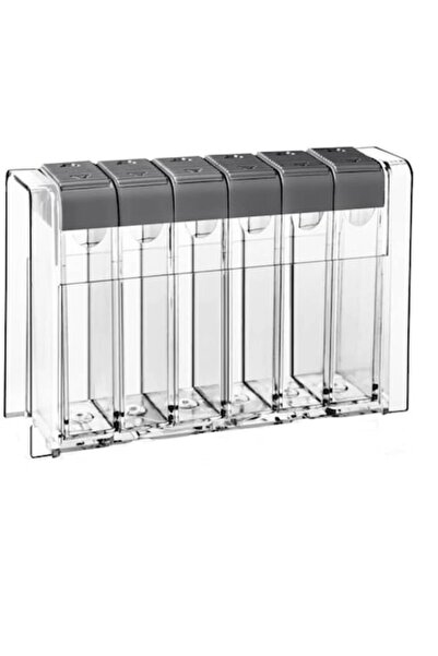 M Deco Set 6 Recipient Storage for Spices, Transparent Plastic, 17.5x5x12cm, M Deco