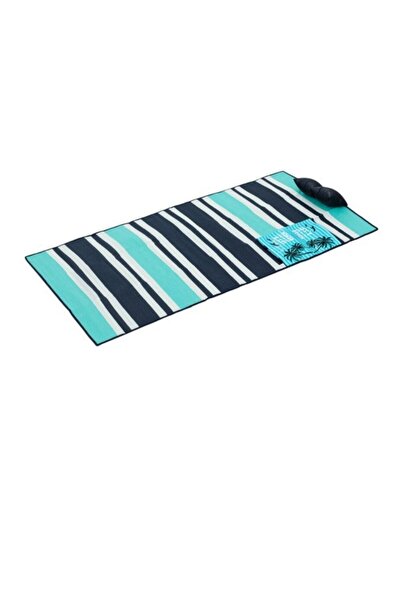SUMMER Beach Mat with Pillow, Foldable, Turquoise Blue/Black, 180 x 86 cm