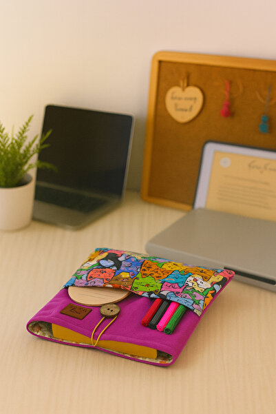 PUDU BAG Çocuklar ve Yetişkinler Için Rengarenk Desenli Kitap Kılıfı