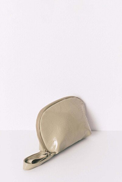 Women'secret Small khaki vanity case leather toiletry bag