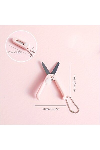 Choice Pink 1pc Mini Portable Folding Scissors Creative In Pastel Colors Stai...
